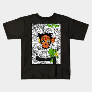 Unique MaleMask NFT with MexicanEye Color and Doodle Art Kids T-Shirt